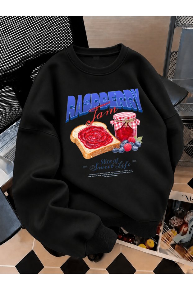 Crew Neck Sweatshirt for Girls, Printed 3-Yarn Threaded Winter Sweatshirt