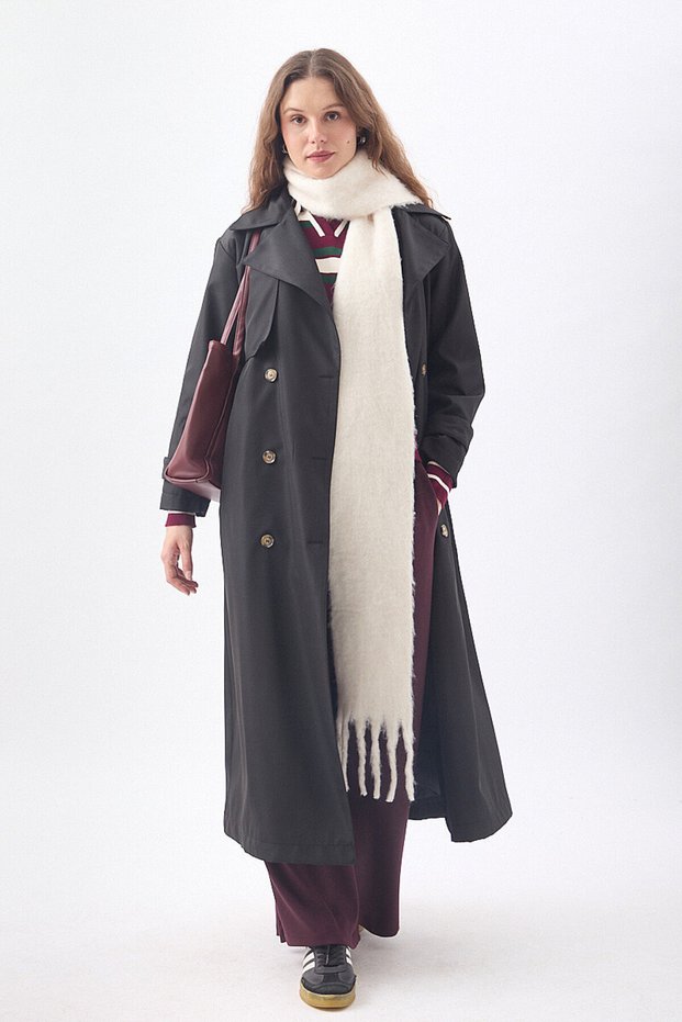 Windbreaker Classic Trench Coat Black