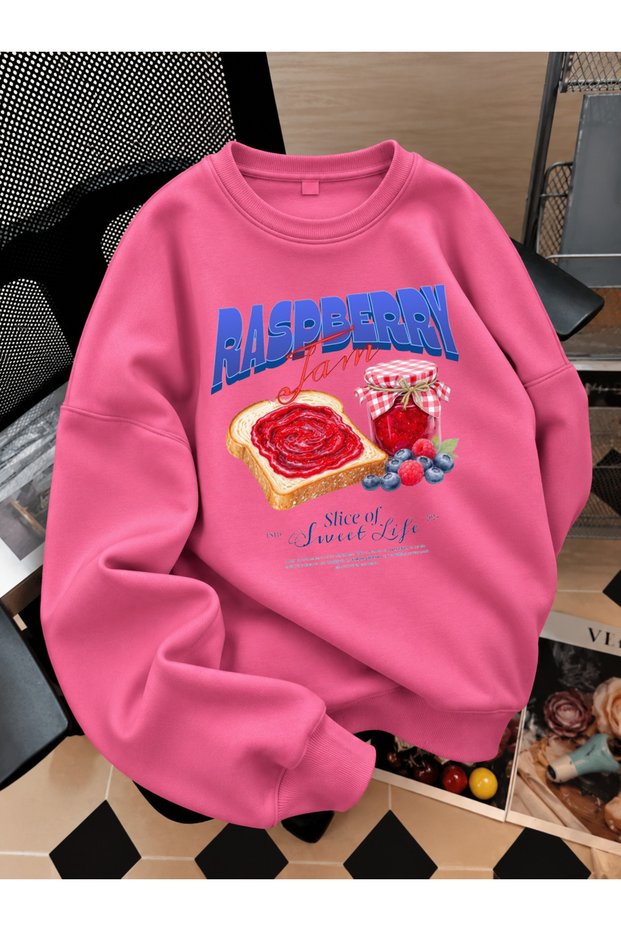 Crew Neck Sweatshirt for Girls, Printed 3-Yarn Threaded Winter Sweatshirt