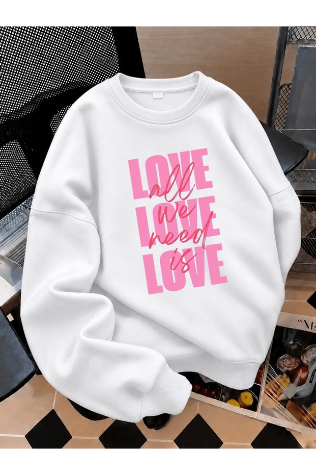 Crew Neck Sweatshirt for Girls, Printed 3-Yarn Threaded Winter Sweatshirt