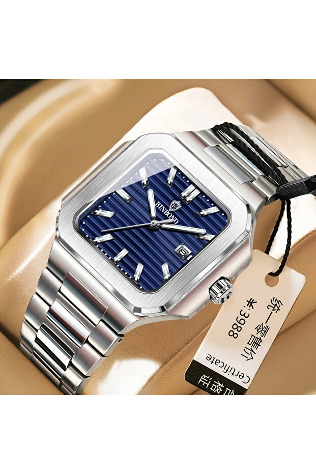 Steel Men's Wristwatch with Calendar