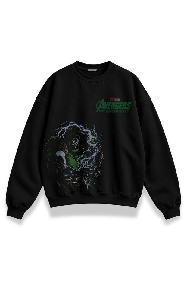 Unisex Oversize Doomsday Printed Doctor Doom Movie Themed Hoodless Sweatshirt