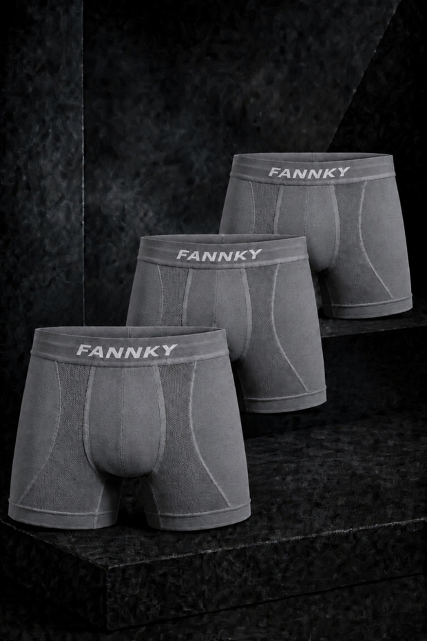 Men's Comfortable Flexible Seamless 3-Piece Gray Boxer Briefs