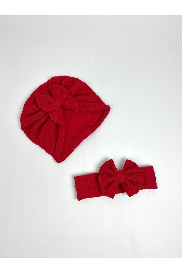 Gofre Baby Girl Bandana Bonnet Set