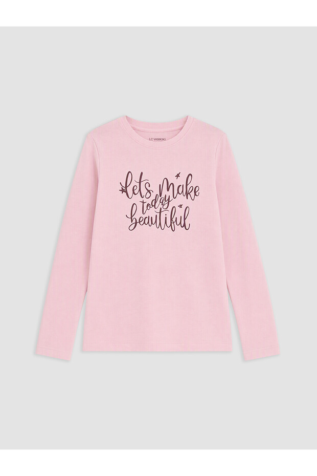 Two Mt Shop Quality Pink Oval Collar Girls' T-Shirt