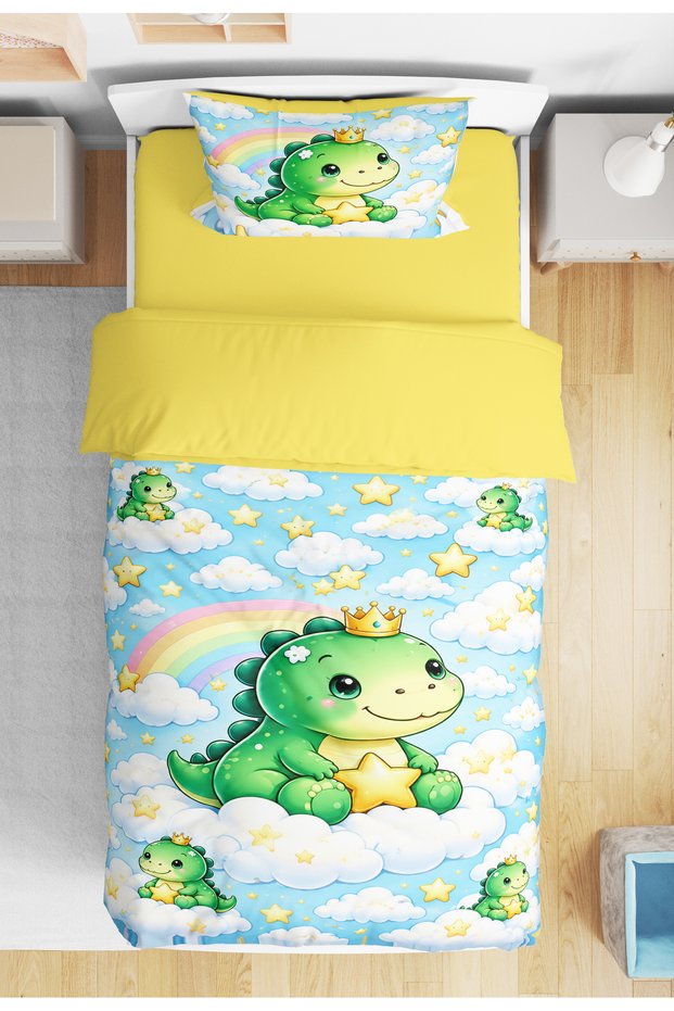 Cute Dino 3D Digital Single Bed Linen Without Sheets Teen Boy Kids Bedding Set Children's Room