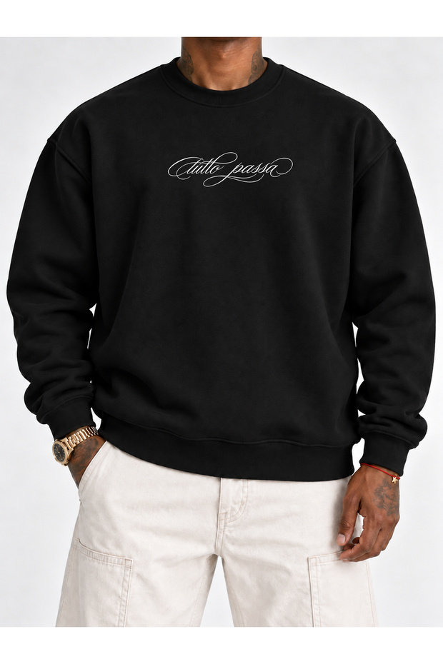 Crew Neck Sweatshirt Oversize Tutto Passa 3 Thread Count Minimum