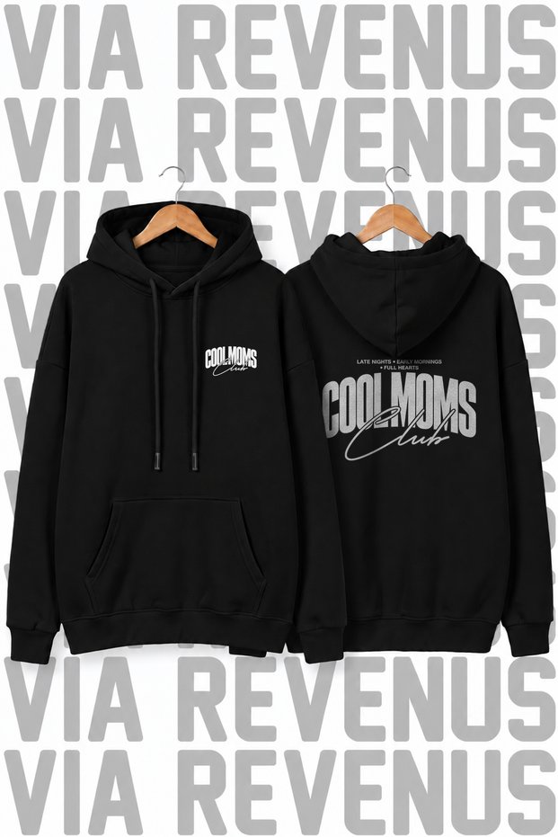 Cool Moms Club Printed Unisex Wide Fit Hooded Hoodie Sweatshirt
