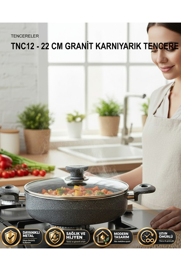 22 cm Granite Karniyarik Pot