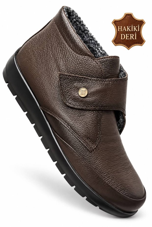 Printed Genuine Leather Non-Slip Sole Fully Fur-Lined Orthopedic Mother Boots