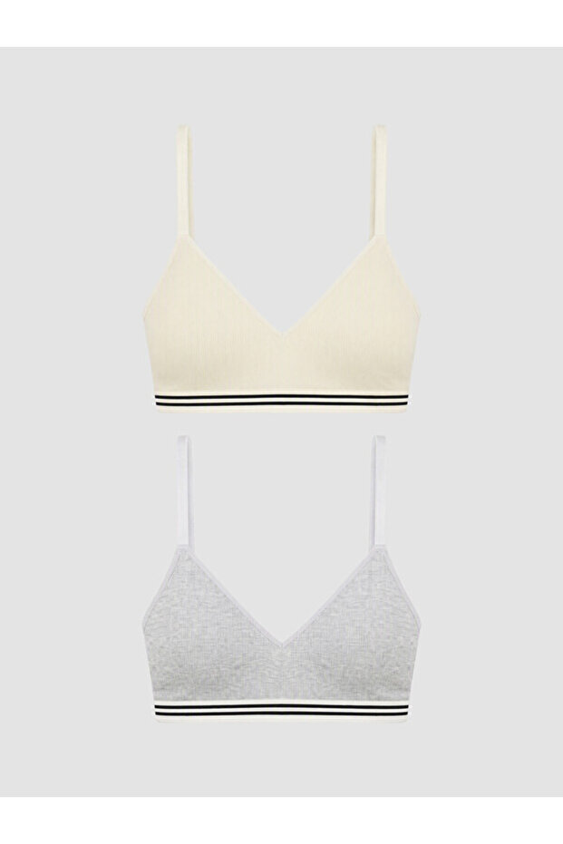 Rmz Gi̇yi̇m Farkiyla Striped Bustier Without Underwire 2-Piece Set