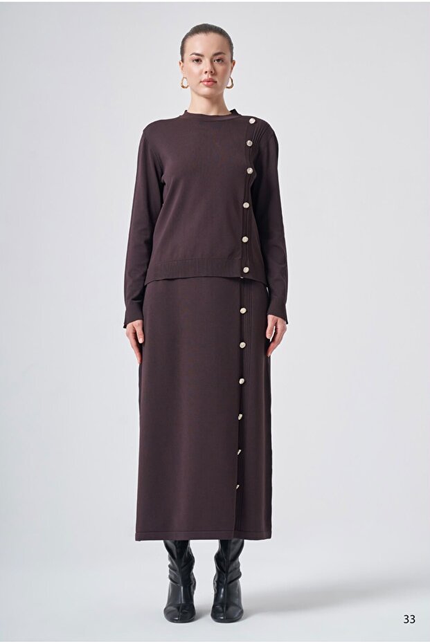 704 Tunic and Skirt Mercerized Tunic with Button Detail
