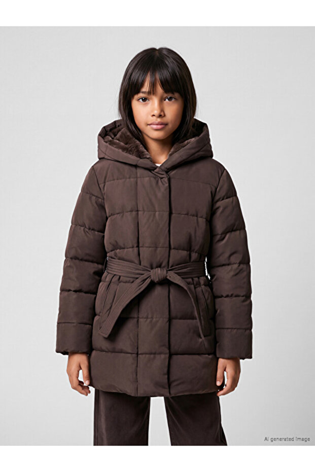Rmz Gi̇yi̇m Farkiyla Hooded Girl's Puffer Jacket