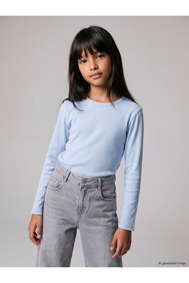 Alita City Lcw Kids Blue Long Sleeve Girl's T-Shirt with a Difference