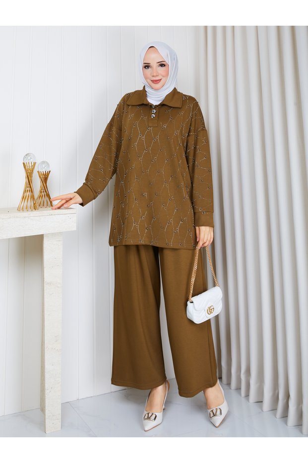 Oysho Fabric Stone and Pearl Detailed Double Set