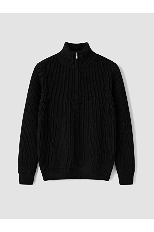 Half Zipper High Roba Collar Men's Knitwear Sweater for Style Enthusiasts from Uzg Store