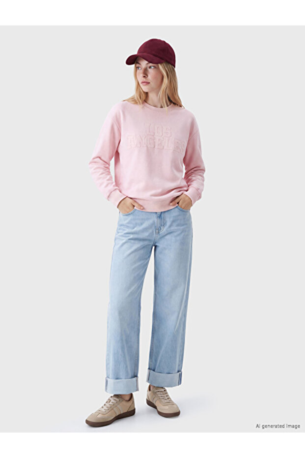 Rmz Gi̇yi̇m Farkiyla Zero Roba Collar Embroidered Women's Sweatshirt