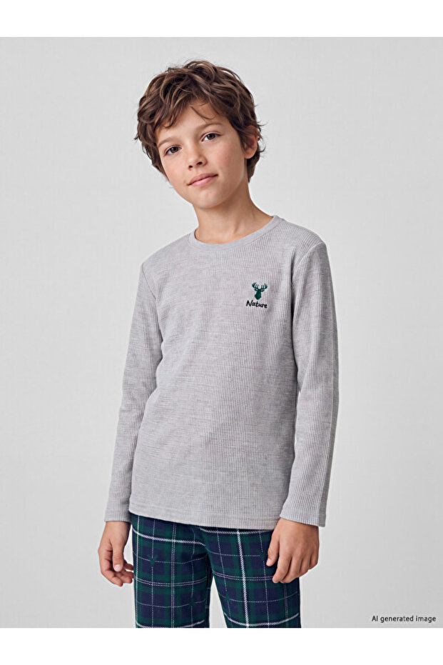 Rmz Gi̇yi̇m Farkiyla Embroidered Boys' Pajama Top