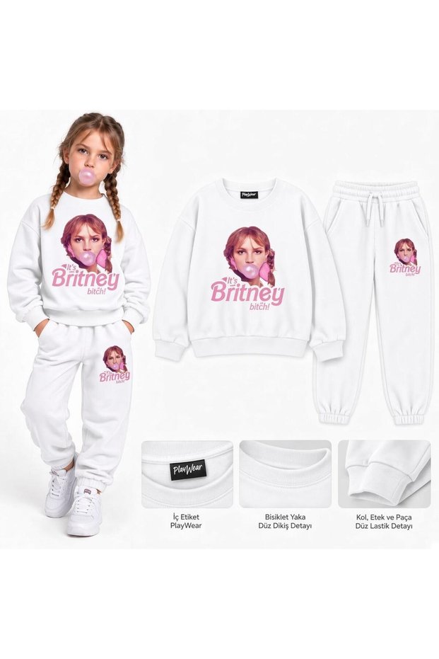 Team Sweatshirt Britneyprinted Girls Boys Crew Neck