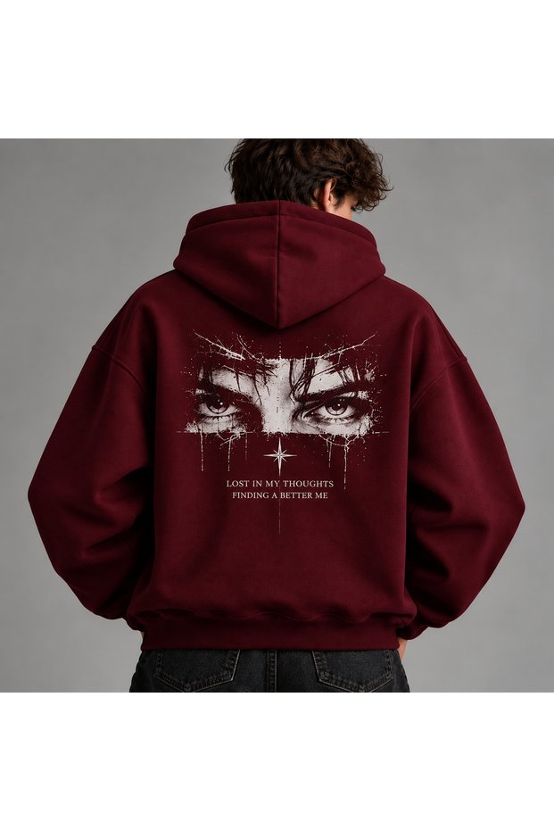 Unisex Men/Women Thoughts Colorful Custom Printed Cotton Oversized Hooded Sweatshirt