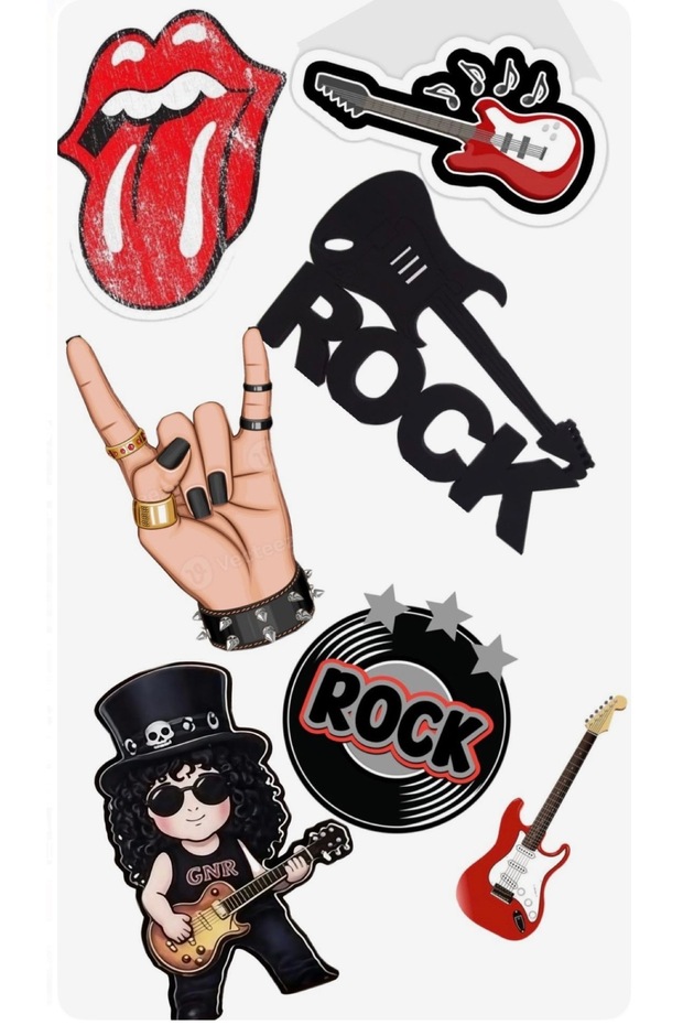 Rock and Roll Themed Sticker Set (22X30 cm) - Waterproof Pvc Music Concept Decorative Sticker