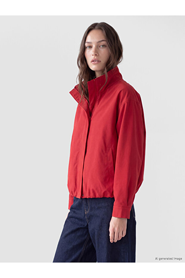 Esvab • Modern & Distinctive Stand Collar Loose Fit Women's Raincoat