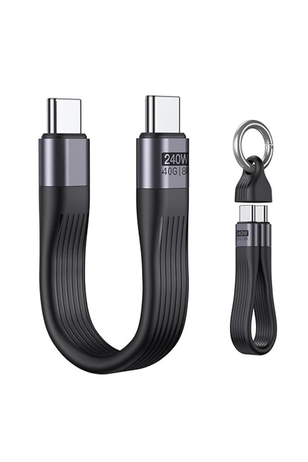 فافوتون كيبل USB C قصير 240 واط/ USB 4.0 لنقل البيانات بسرعة 40 جيجابايت في الثانية، شاشة فيديو 8K 6