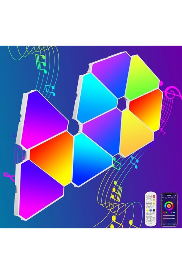 لوحة إضاءة LED مثلثة الشكل من ZONJIE - لوحة إضاءة LED مثلثة RGBW مع تحكم عبر التطبيق/الريموت كونترول