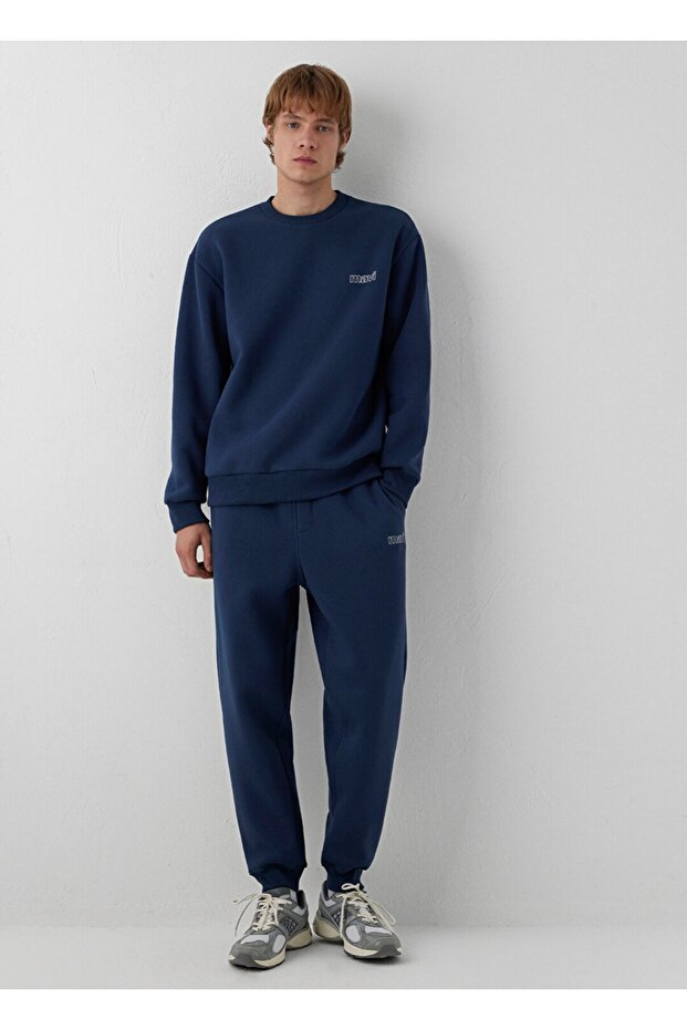 Logo Printed Regular Waist, Regular Straight, Elasticated Hem Men's Sweatpants.