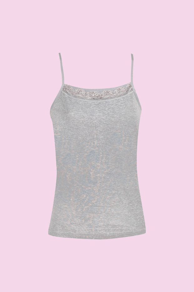 Gray Lace Rope Strap Undershirt 178-3 (3 Pieces)