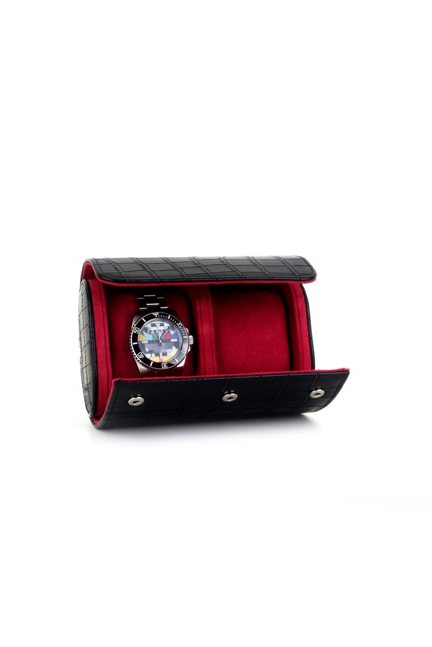 Premium 2'Licrocodile Leather Watch Box Wristwatch Storage and Carrying Box Padded