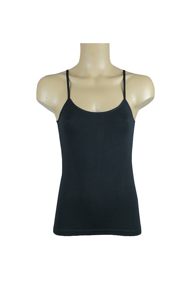 Black Ribbed Rope Strap Undershirt 177-2 (3 Pieces)