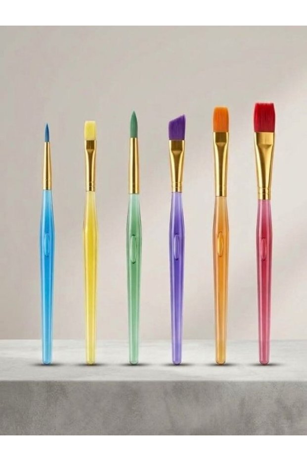 6-Piece Hobby Brush Set - Watercolor Acrylic Paint Oil Paint Gouache Paint Finger Paint Effective Painting - Mixed Shape