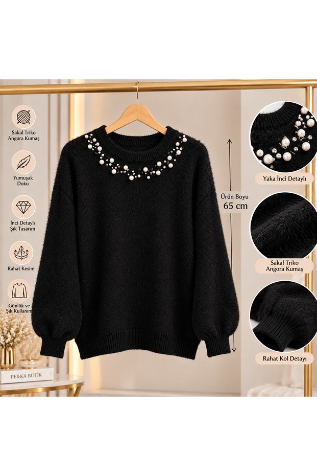 Women's Pearl Detailed Angora Knitwear Sweater