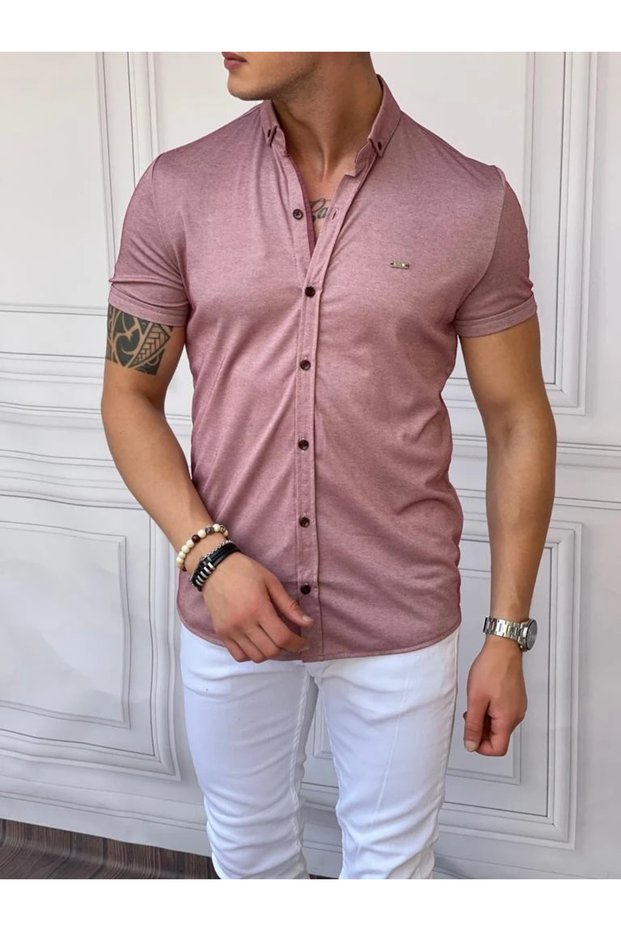 Slimfit Mercerized Cotton Short Sleeve Shirt