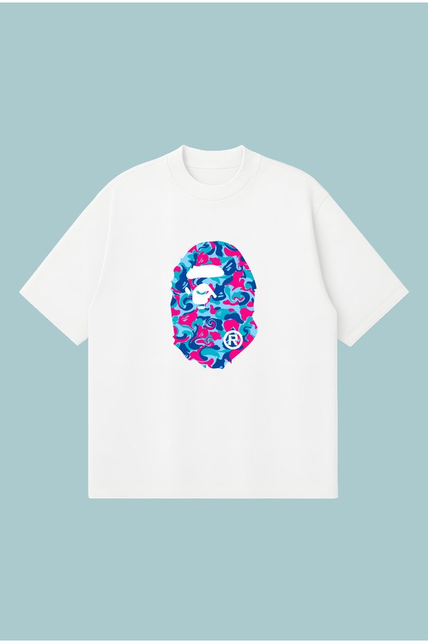 Bape Marble Camo Printed Oversize Boxy Cut Unisex 100% Cotton Tshirt | Streetwear