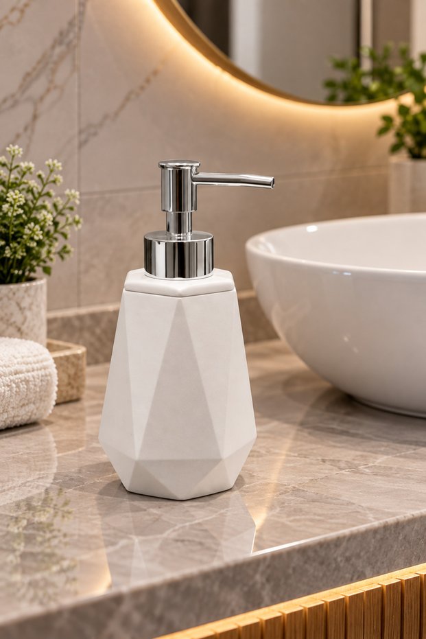 Marble Patterned White Concrete Liquid Soap Dispenser Bathroom Wc Accessories