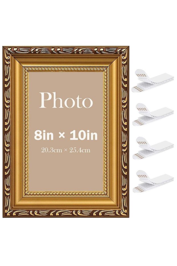 Vintage Picture Frame, 8×10'' Picture Frame Gold, for Desktop Display and Wall Mount Home Decor, Or