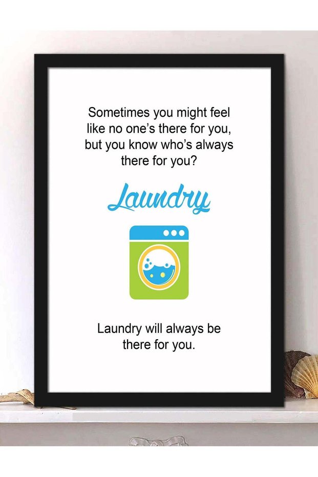 Wall Posters with Laundry Funny Quote and Black Frame - Wall Arts Home Décor Photo Frames - 30x40cm