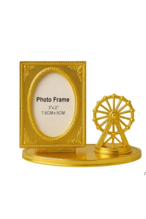 Gold Plated Personalized Photo Frame With Ain Dubai Ferris Wheel- Golden