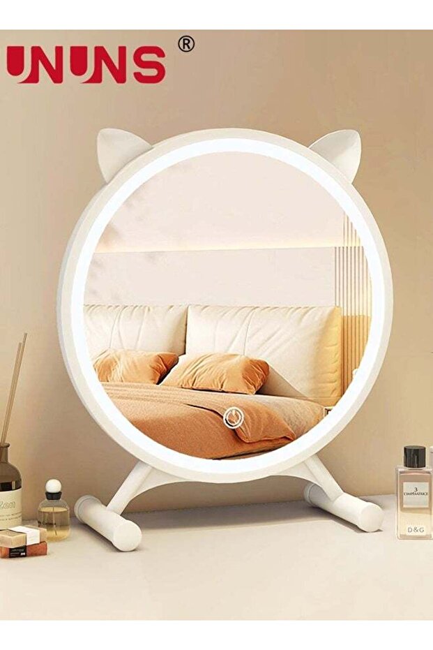 Table Mirror,Desktop Makeup Mirror with Stand and Cute Cat Shape Mirror for Desk Vanity Table Mirro