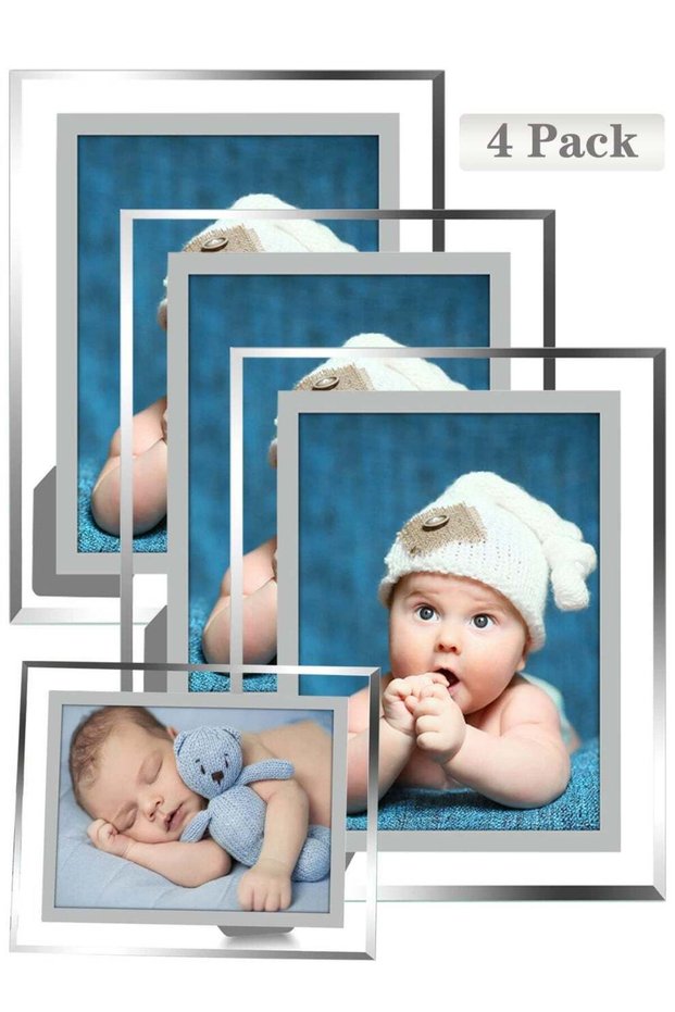 4 Pack 4x6 Picture Frame, Glass Photo Frames Made of High Definition Real Glass Display Pictures Ho