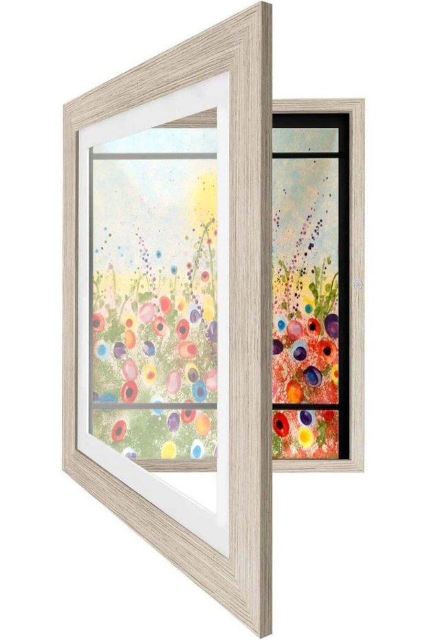 Kids Artwork Display Frame, A4 Size Front Opening Wooden Art Frame with Tempered Glass, Magnetic Do