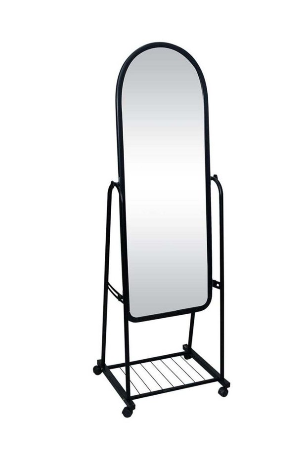 Floor Mirror With Wheels Black/Clear 15cm