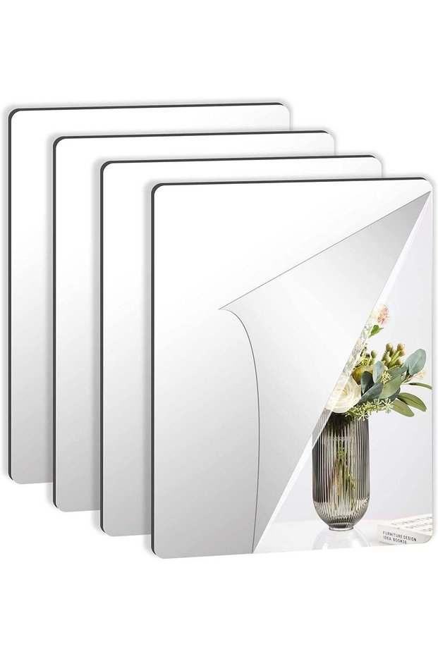 ARS® 40x30cm Self-Adhesive Acrylic Mirror Tiles - Pack of 4 for Home Decoration