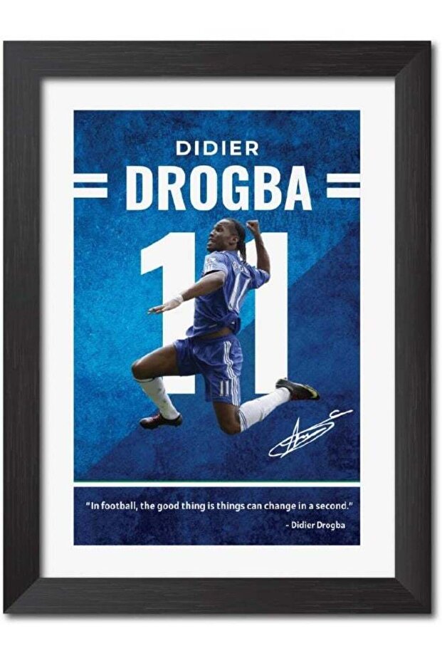 TenorArts Didier Drogba Posters Frame Chelsea Legend Laminated Photo Print Framed Painting with Mat