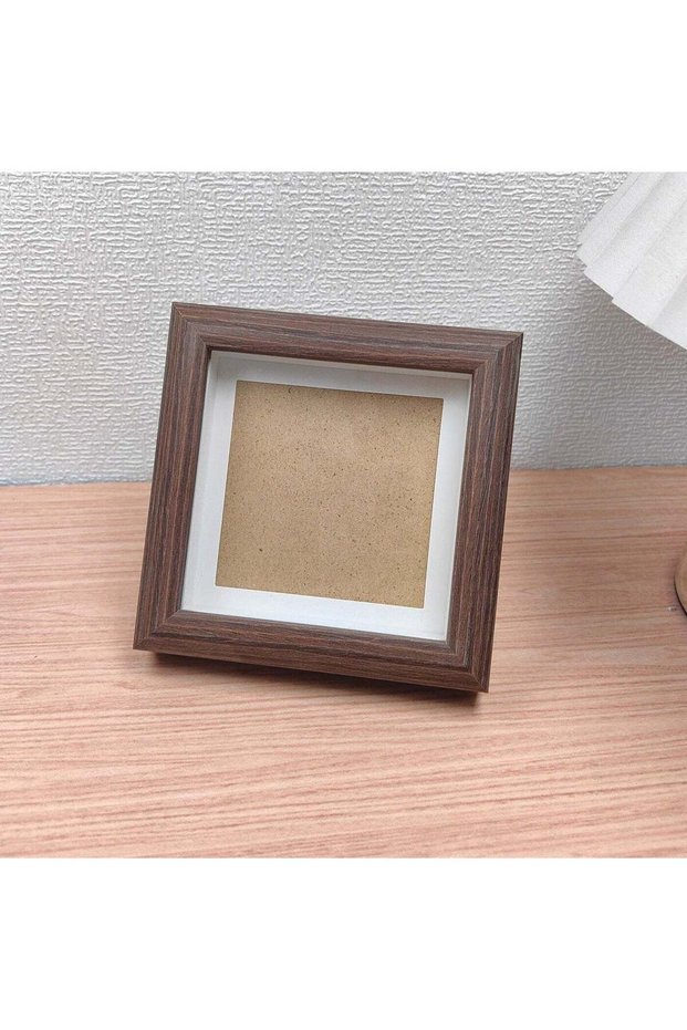 3pcs Square Wooden Picture Frames – 4" Hollow Frame Display Stands, Desktop Decor & Memory Photo Fr