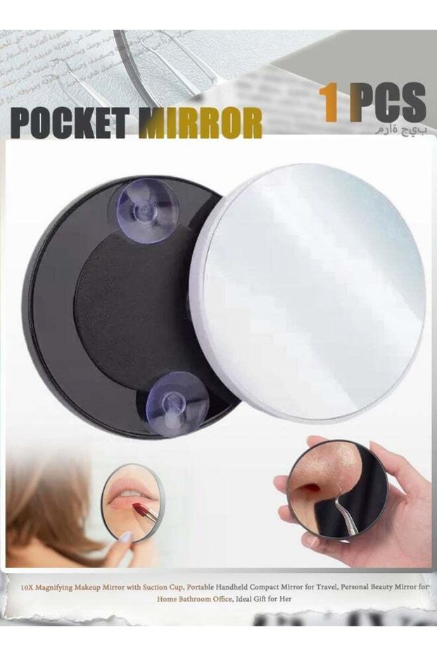 10X Magnifying Makeup Mirror with Suction Cup, Portable Handheld Compact Mirror for Travel, Persona