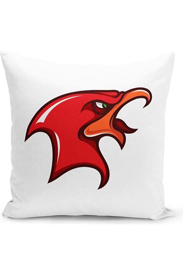 Red Eagle Design Printed Decorative Pillow White/Red
