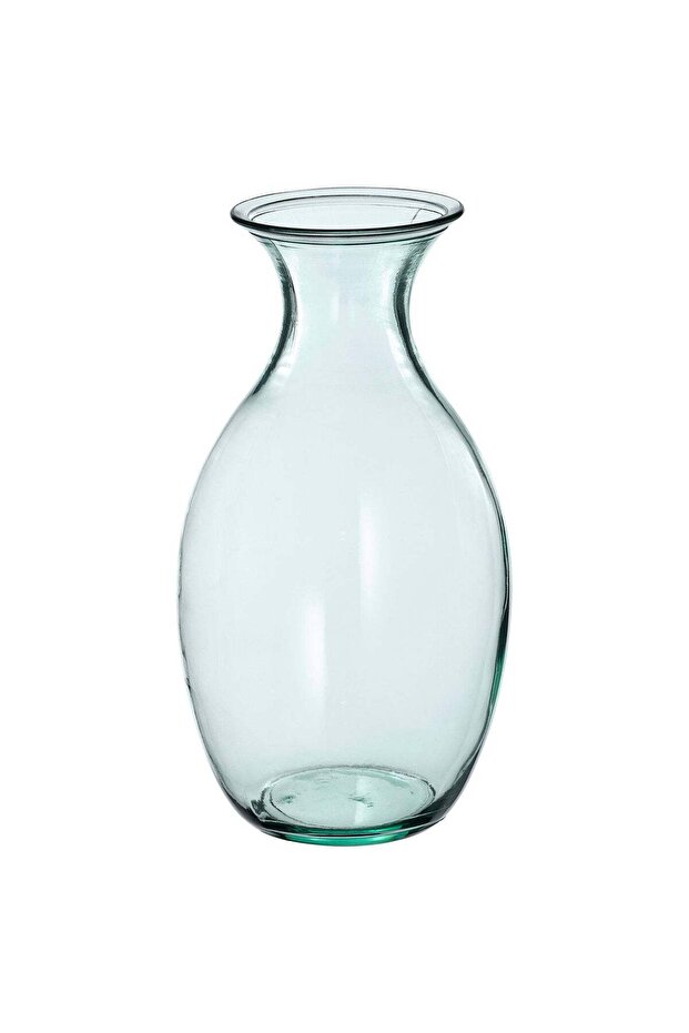 Glass Vase with Tapered Neck, Green, 15 cm Diameter x 28 cm High